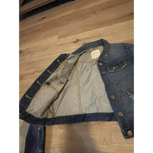 bowery wash womens size 4 blue jean cropped jacket 100% cotton - Picture 3 of 3